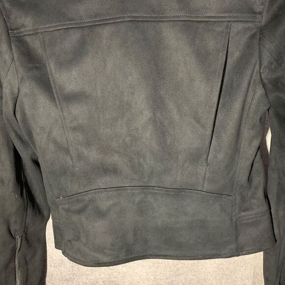Banana Republic Faux Suede Moto Jacket Womens Black  size XS - Picture 8 of 8